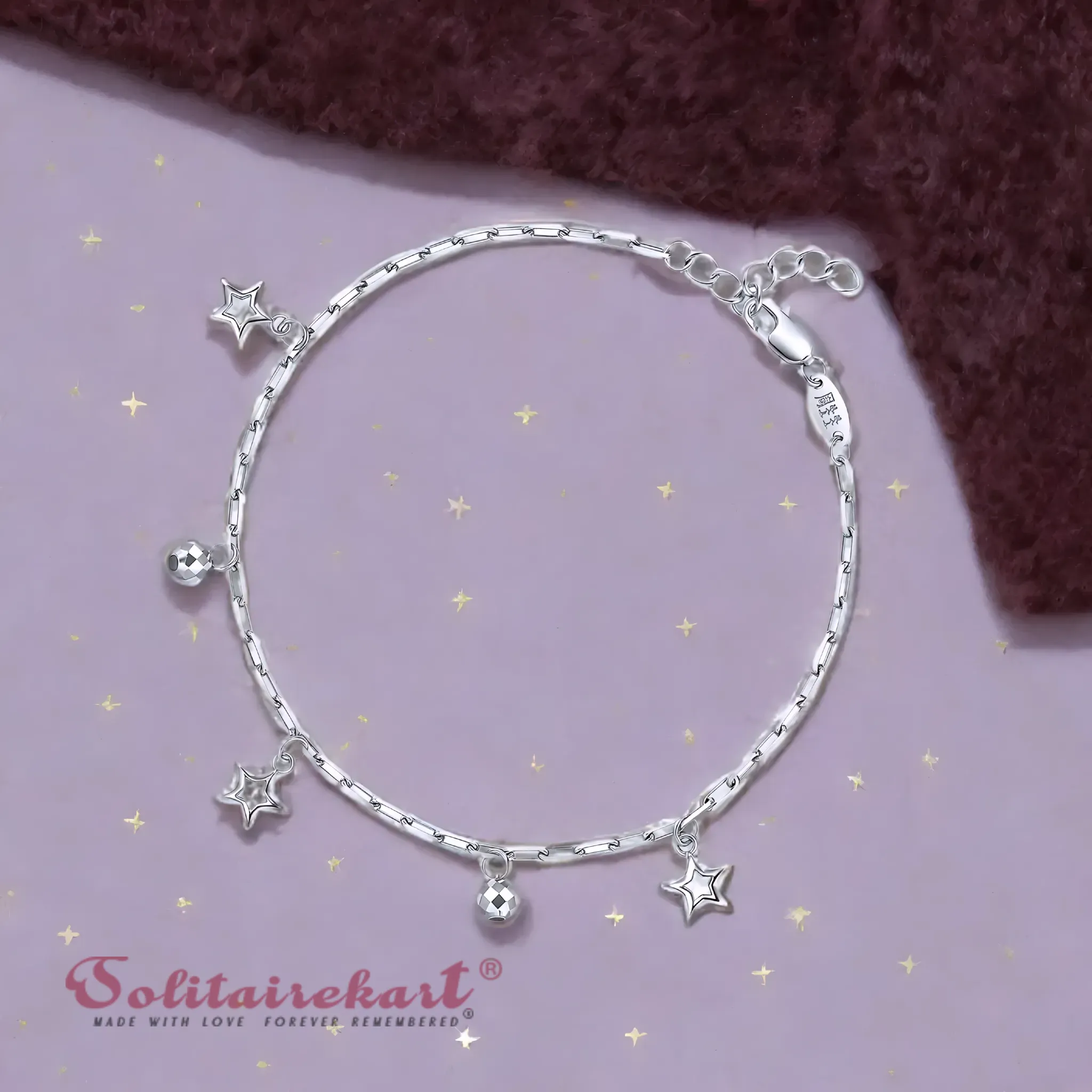 Solitairekart Platinum features a charm design with a mix of star Bracelets 4.604gm Weight For Woman.